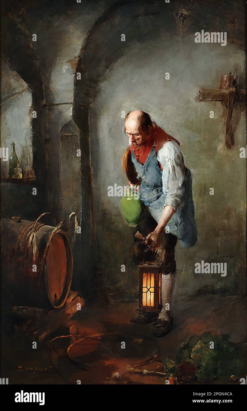 Laupheimer Anton in the Wine Cellar German School 19th Century