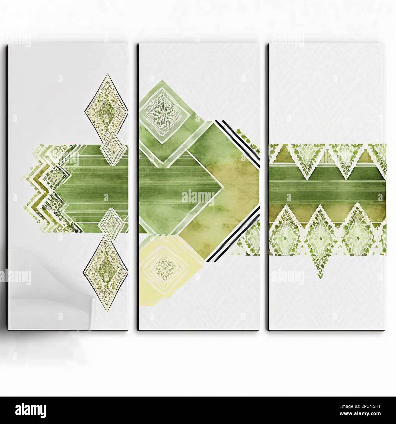 Set three pieces of abstract Geometric mid century modern wall art