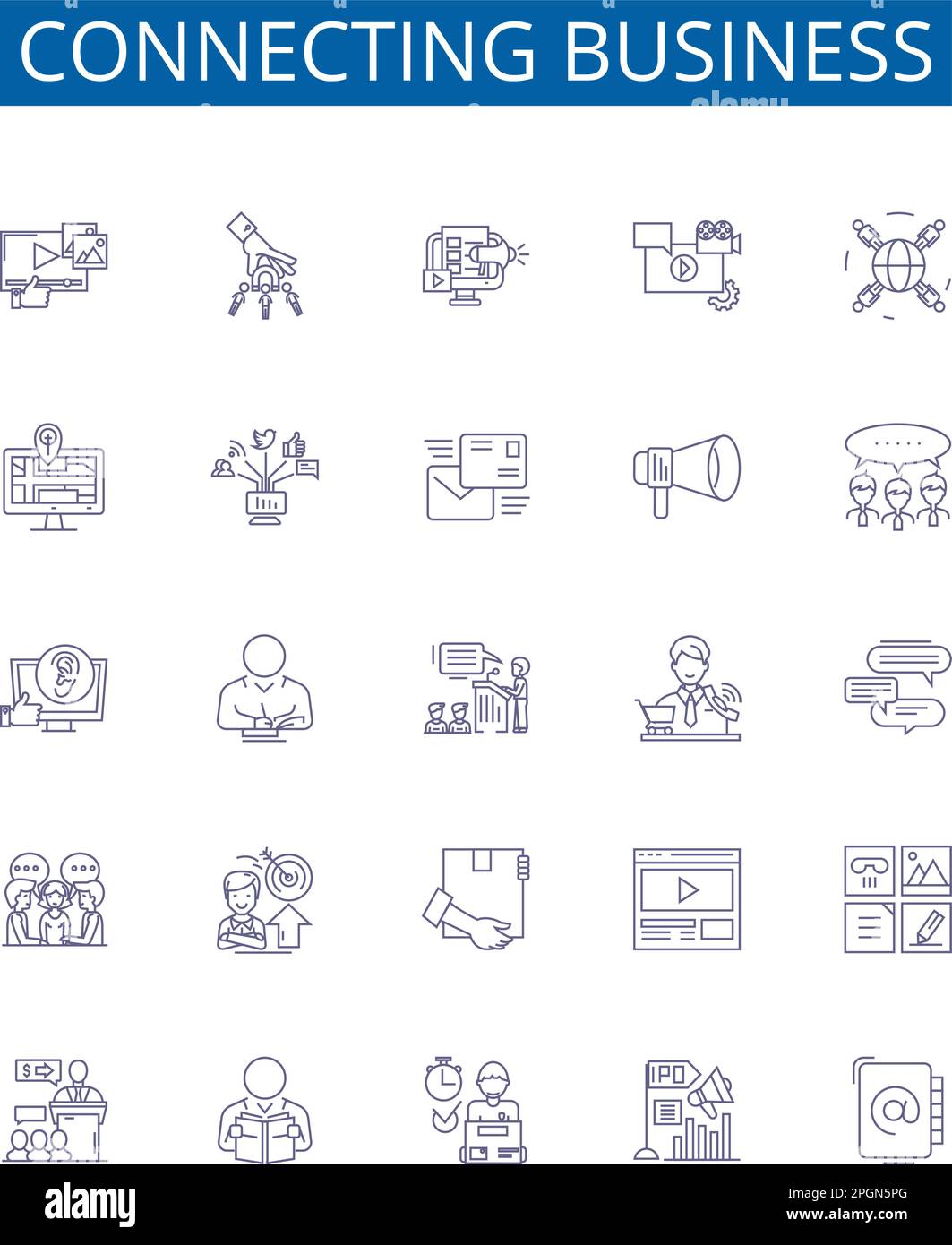 Connecting business line icons signs set. Design collection of