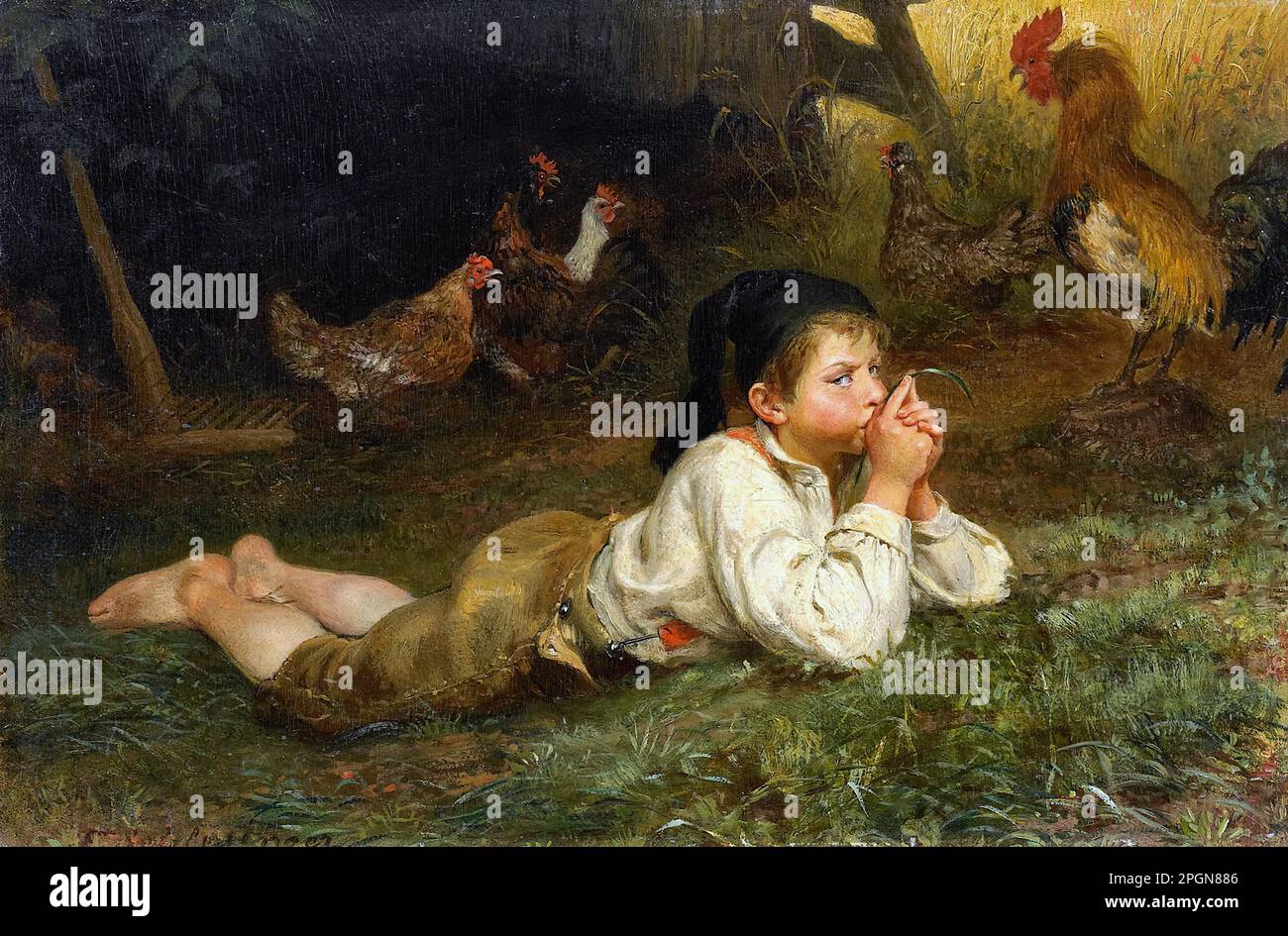 Schlesinger Felix The rest in the chicken coop German School 19th