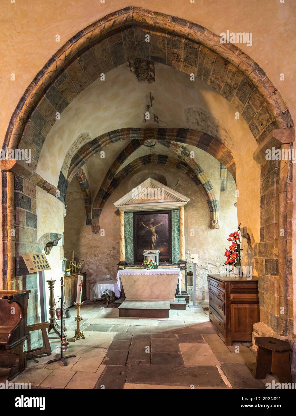 Vue intérieure de l'église Saint Jean Baptiste de la Décollation Stock