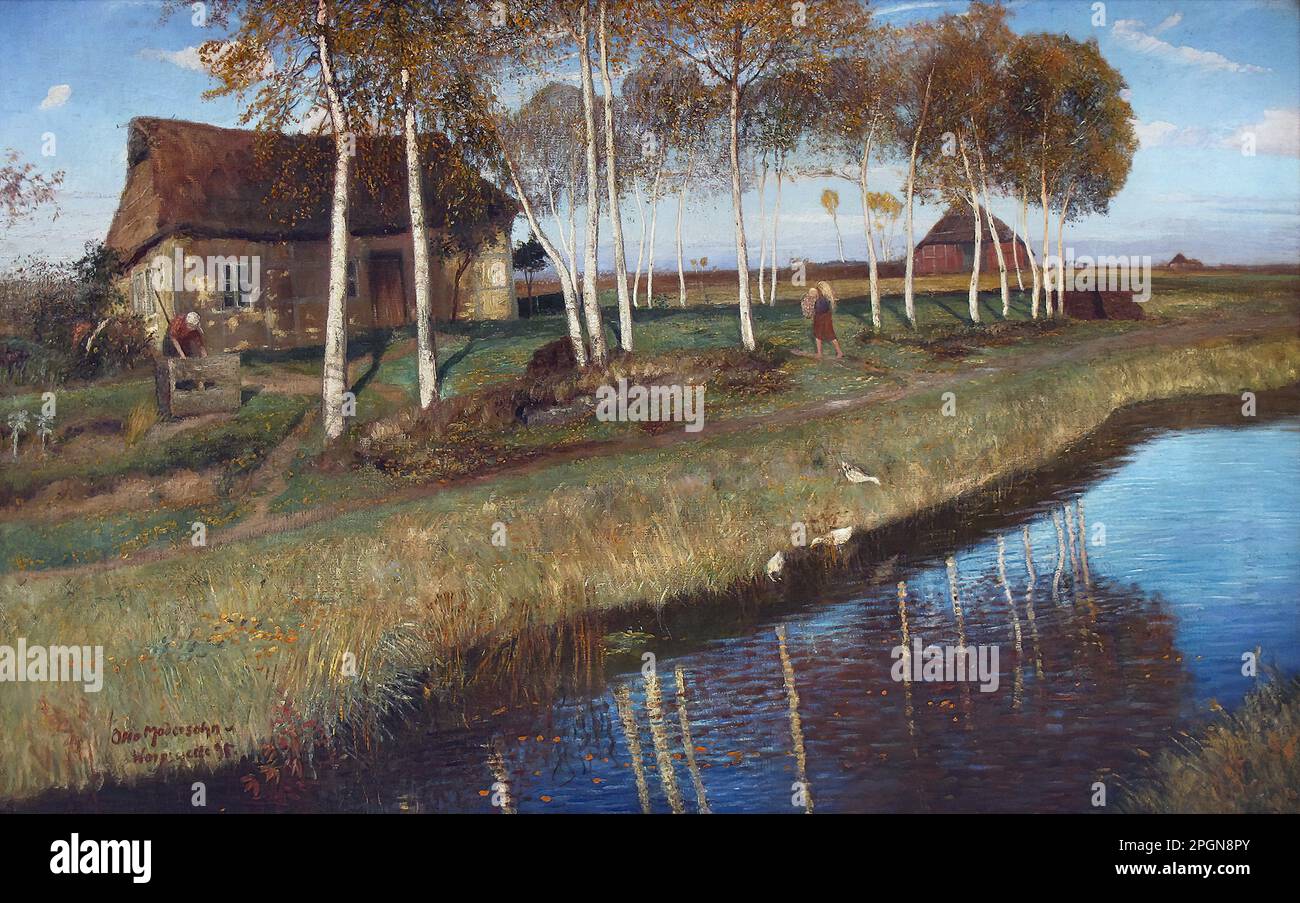 Modersohn Otto - Autumn Morning on the Moor Canal - German School - 19th and Early 20th Century - Modersohn Otto - Herbstmorgen Am Moorkanal - German School - 19th and Early 20th Century Stock Photo