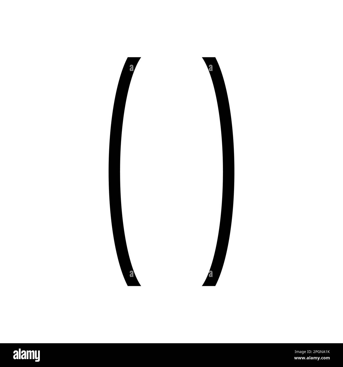 Monochrome vector graphic of round brackets. This could be used in the