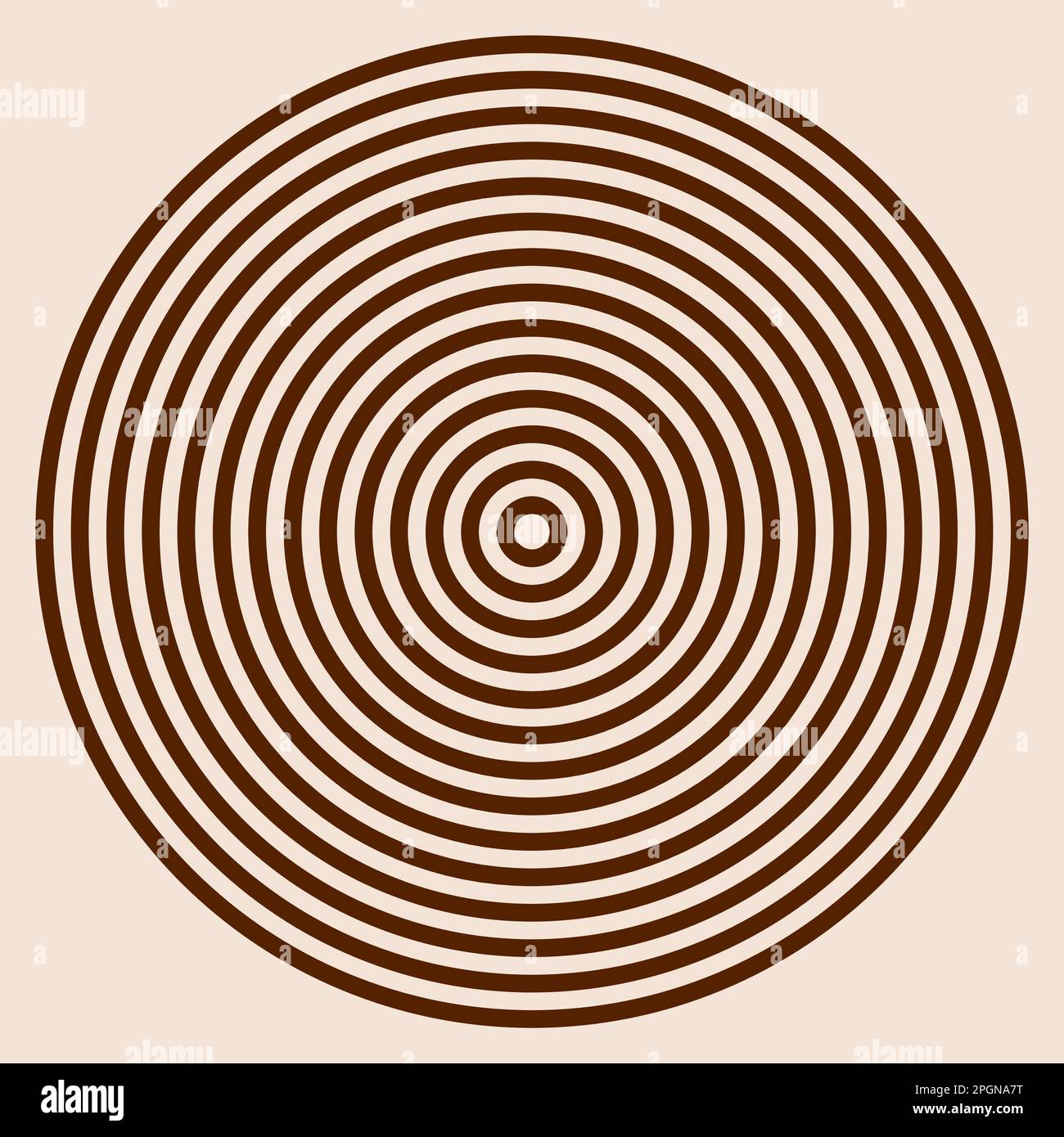 Brown and beige vector graphic of equi spaced concentric circles Stock Vector