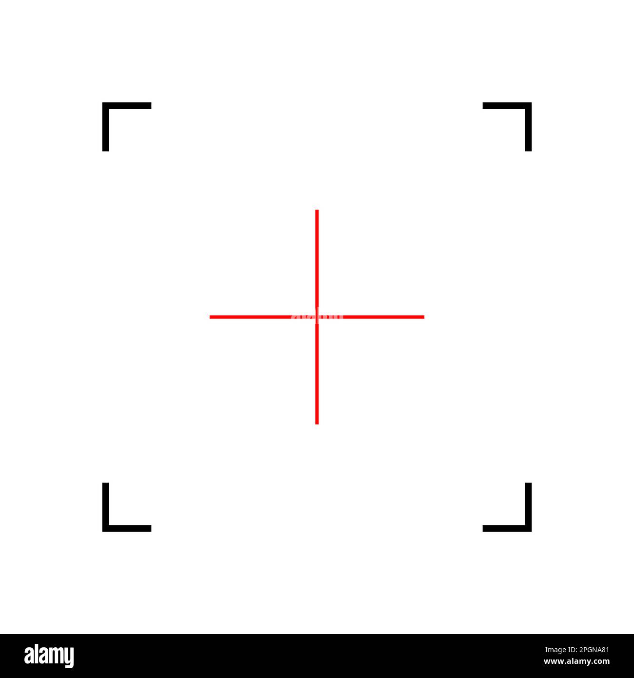 Simple vector graphic of a camera viewfinder with a red cross in the centre Stock Vector