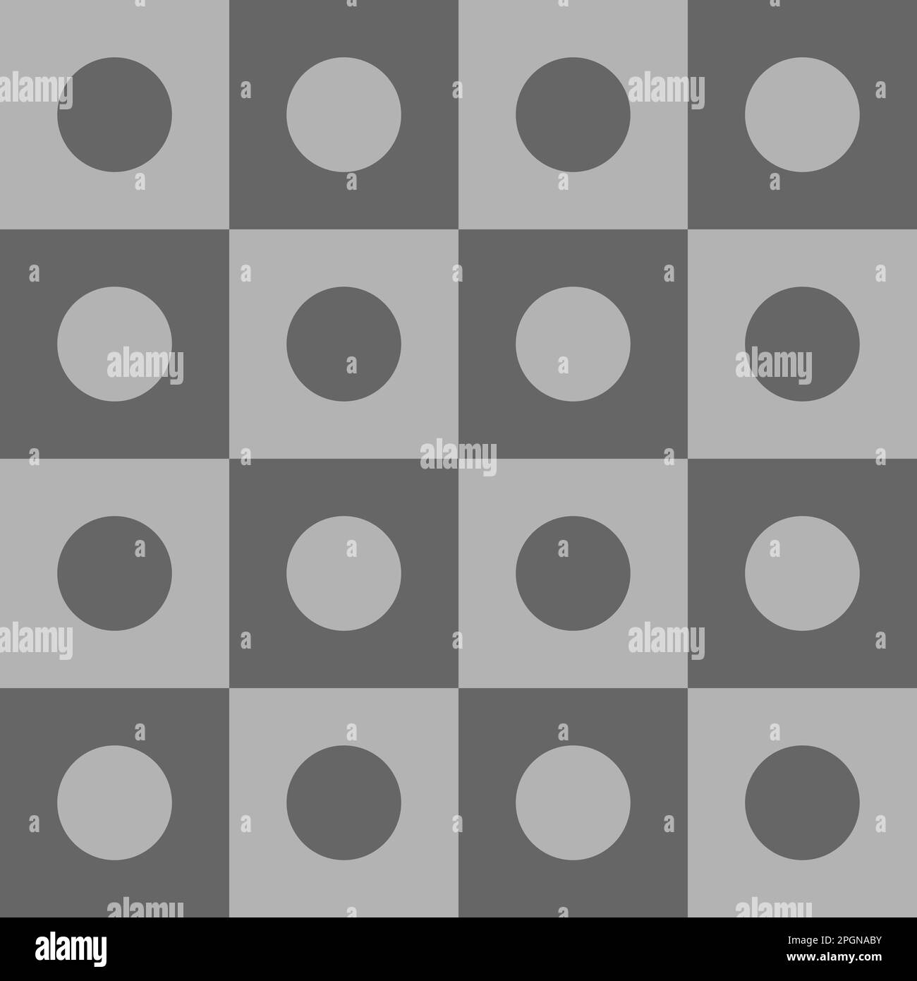 Seamless vector graphic of circles within squares in two shades of grey forming a geometric pattern. Stock Vector