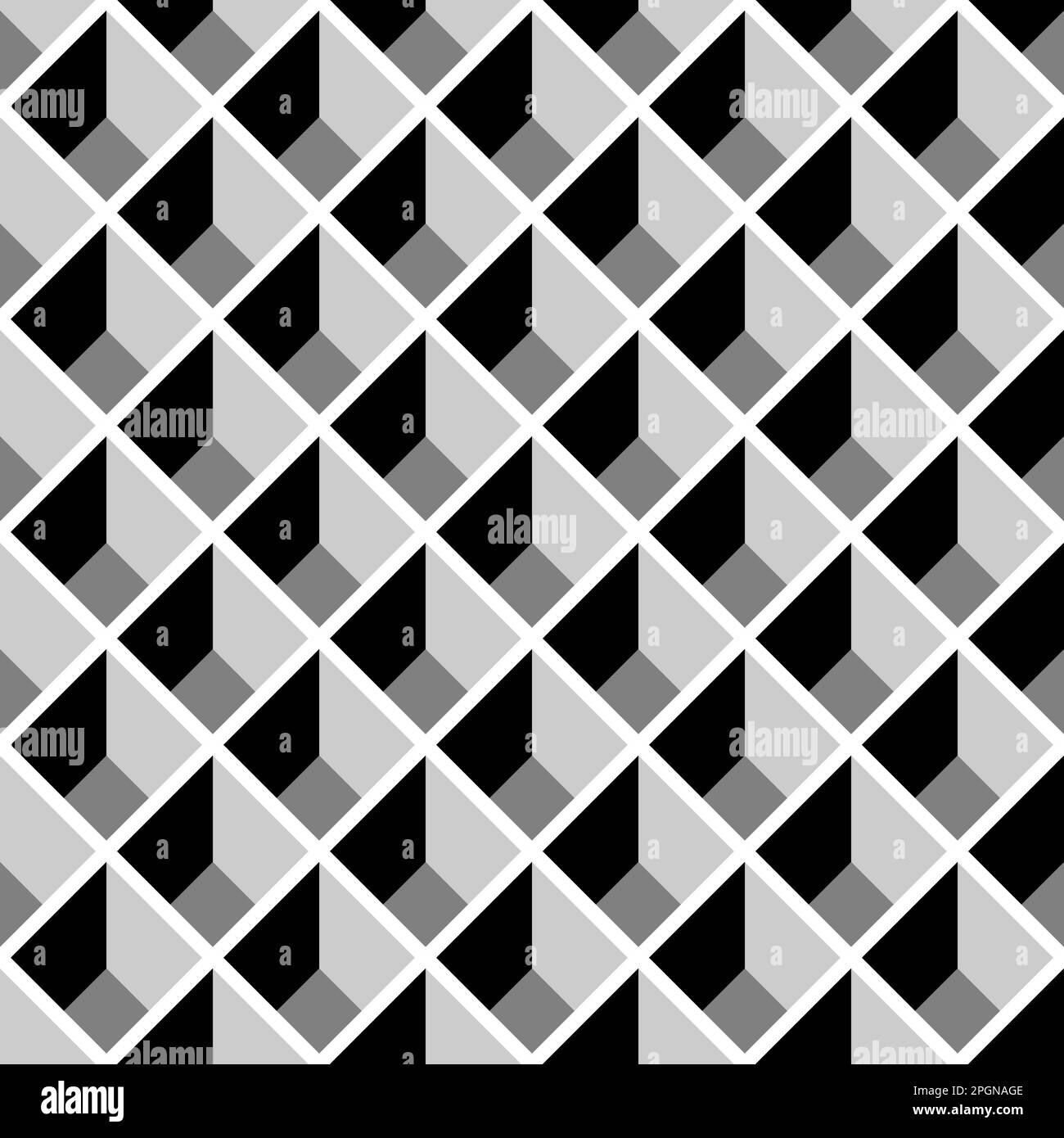 Seamless vector graphic in shades of grey of a three dimensional array of boxes Stock Vector