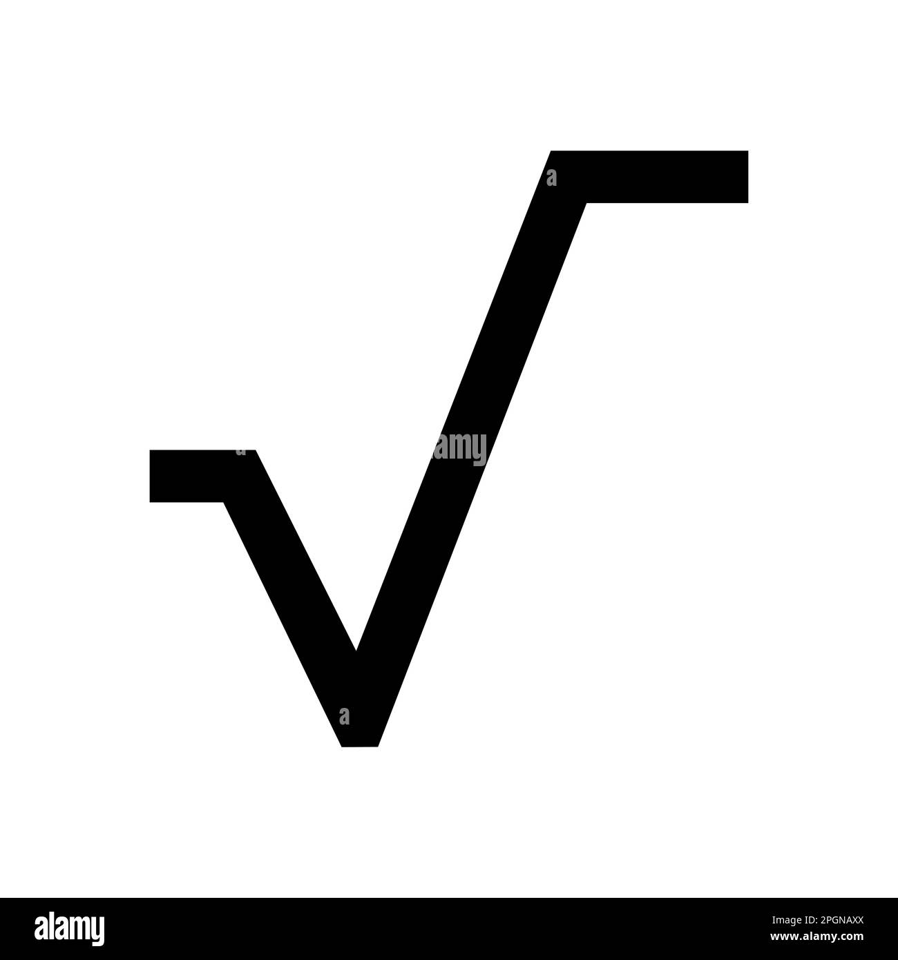 Monochrome vector graphic of a square root sign. This could be used in the teaching of maths at primary or secondary level Stock Vector