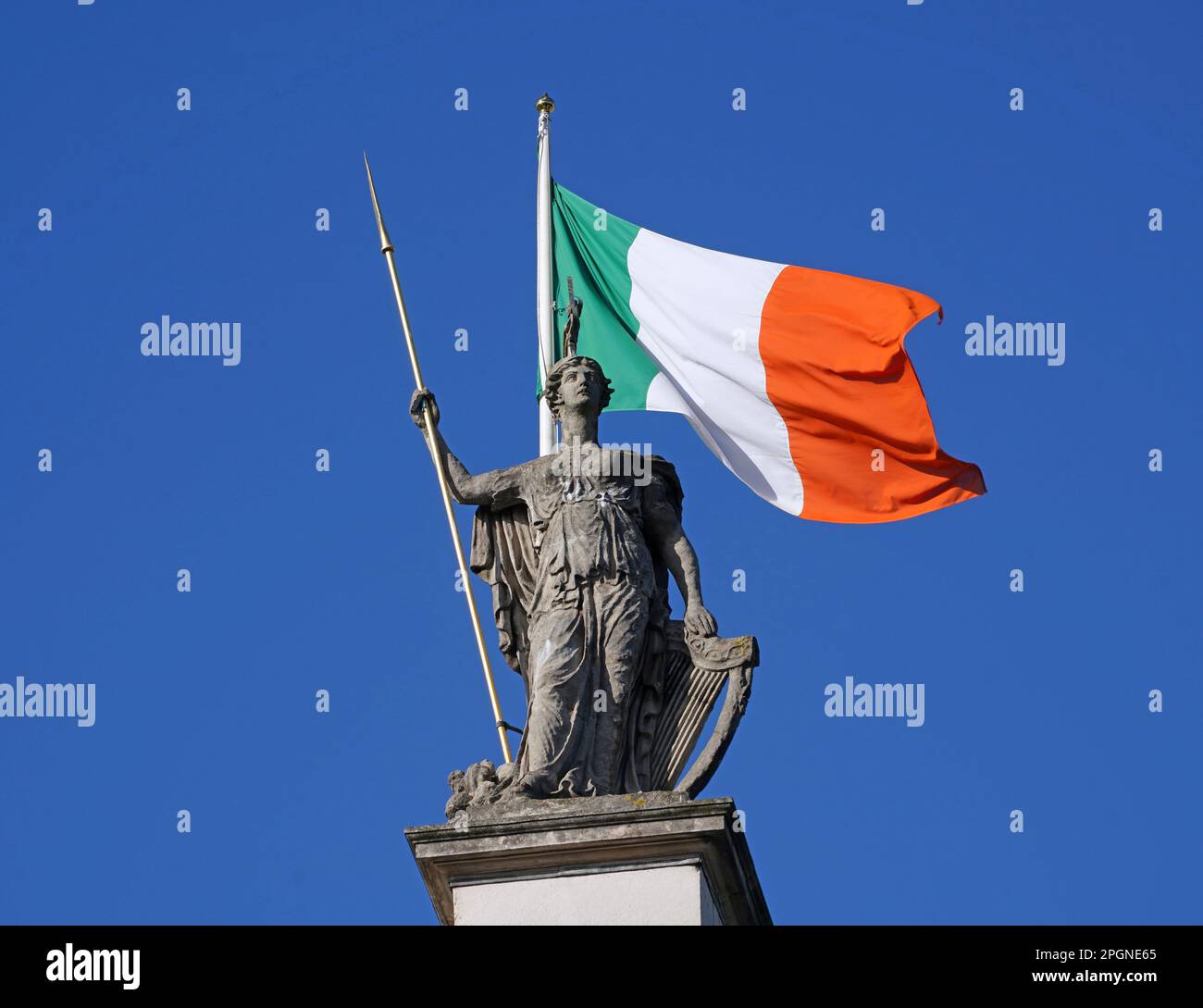 Statue of Hibernia, the female representation of Ireland, atop the