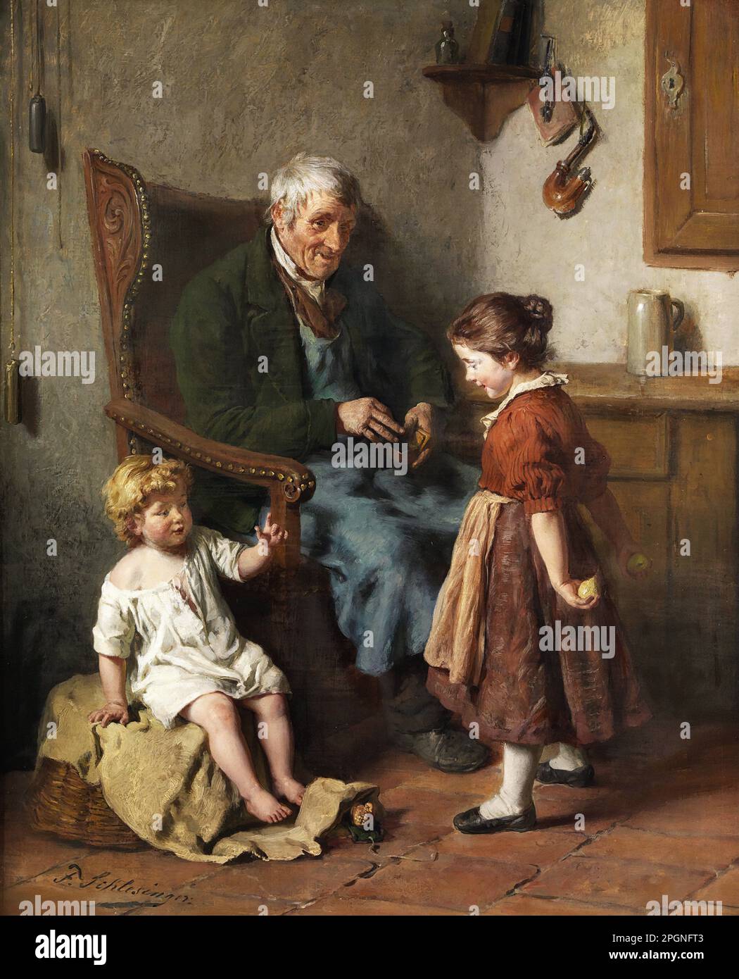Schlesinger Felix - At the grandfather - German School - 19th Century ...