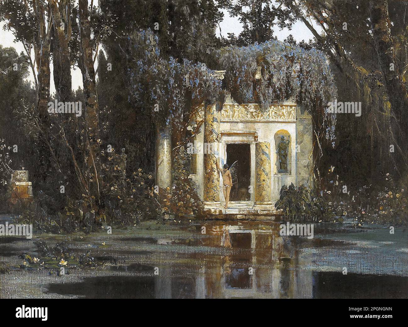 Roeder Max - a Sprite by a Lakeside Temple - German School - 19th and ...