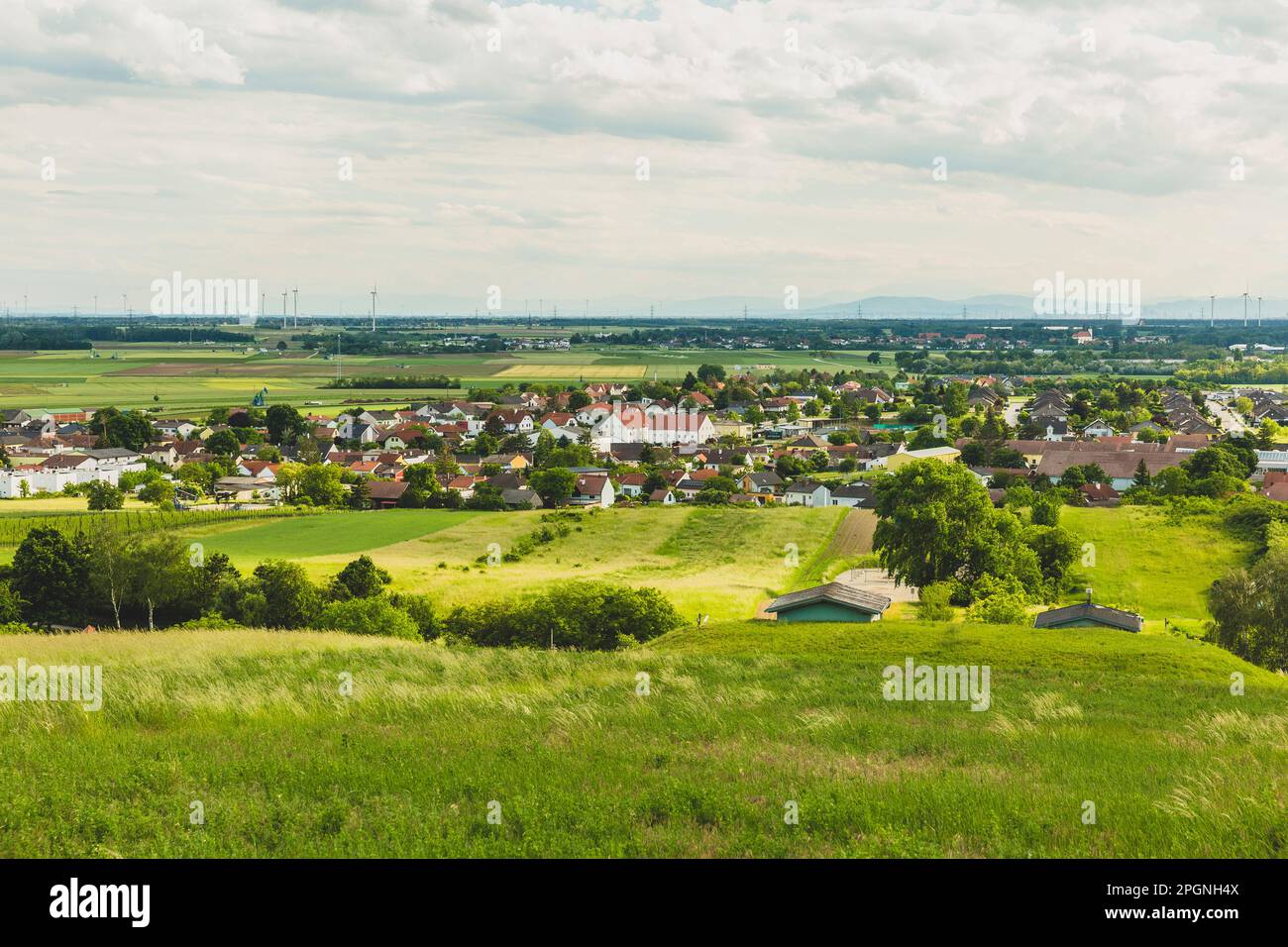 Austria, Lower Austria, Prottes, View of village surrounded by green summer fields Stock Photo