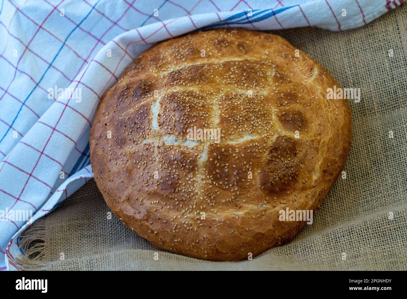 Ramadan Pita, pita bread baked during Ramadan. Stock Photo