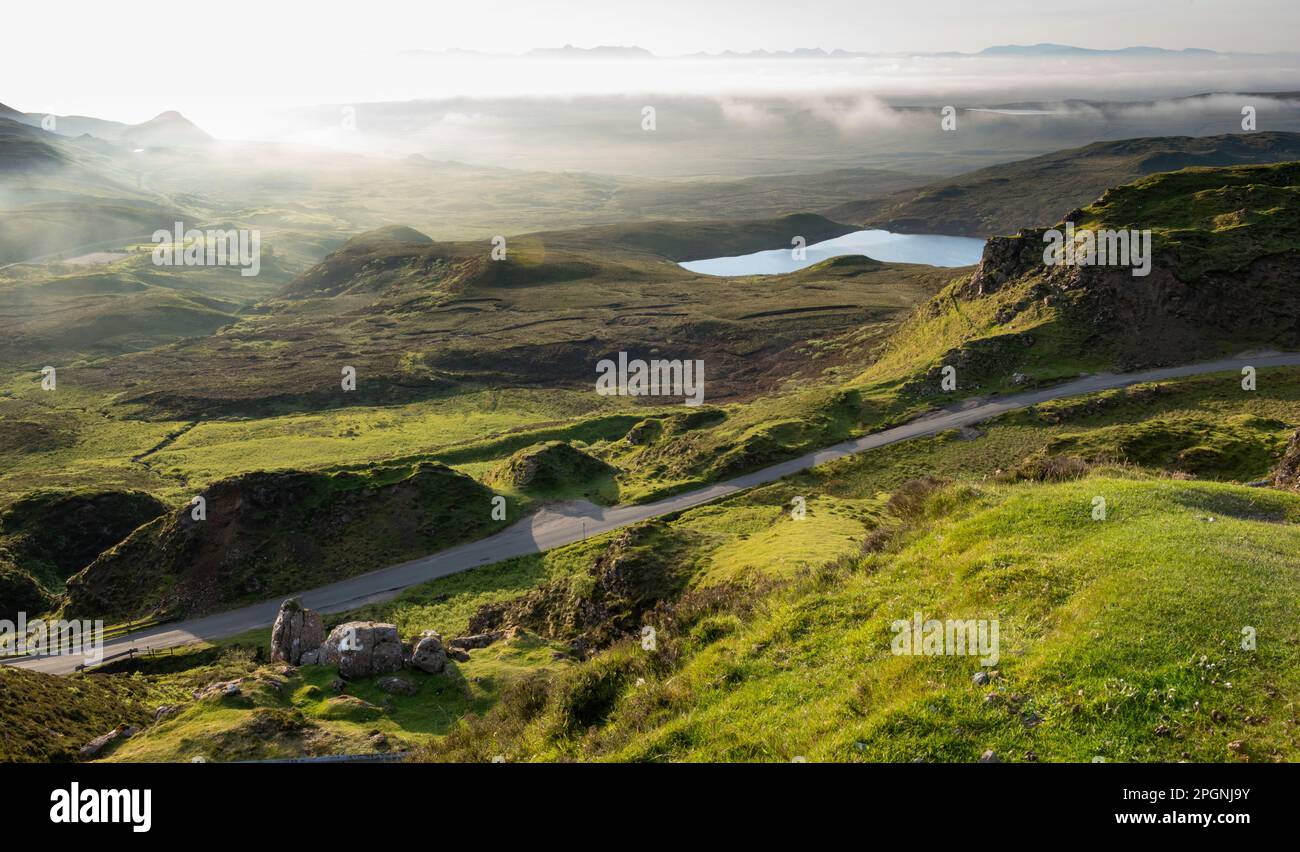 Scotland The Quiraing landslip on the eastern face of Skye, the northernmost summit of the Trotternish Ridge Stock Photo