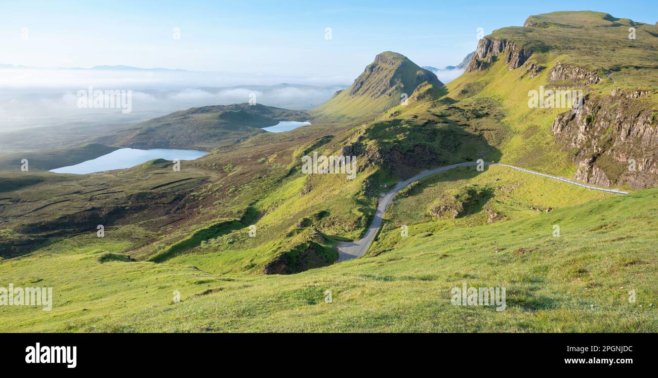 The Quiraing landslip on the eastern face of Skye, the northernmost summit of the Trotternish Ridge Stock Photo