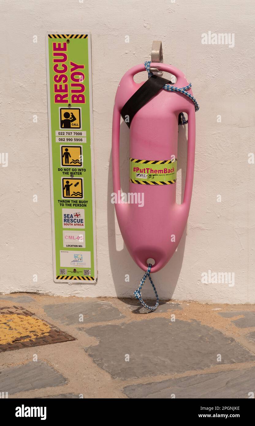 South Africa. 2023. Rescue buoy for emergency use hanging on a white wall Stock Photo Alamy