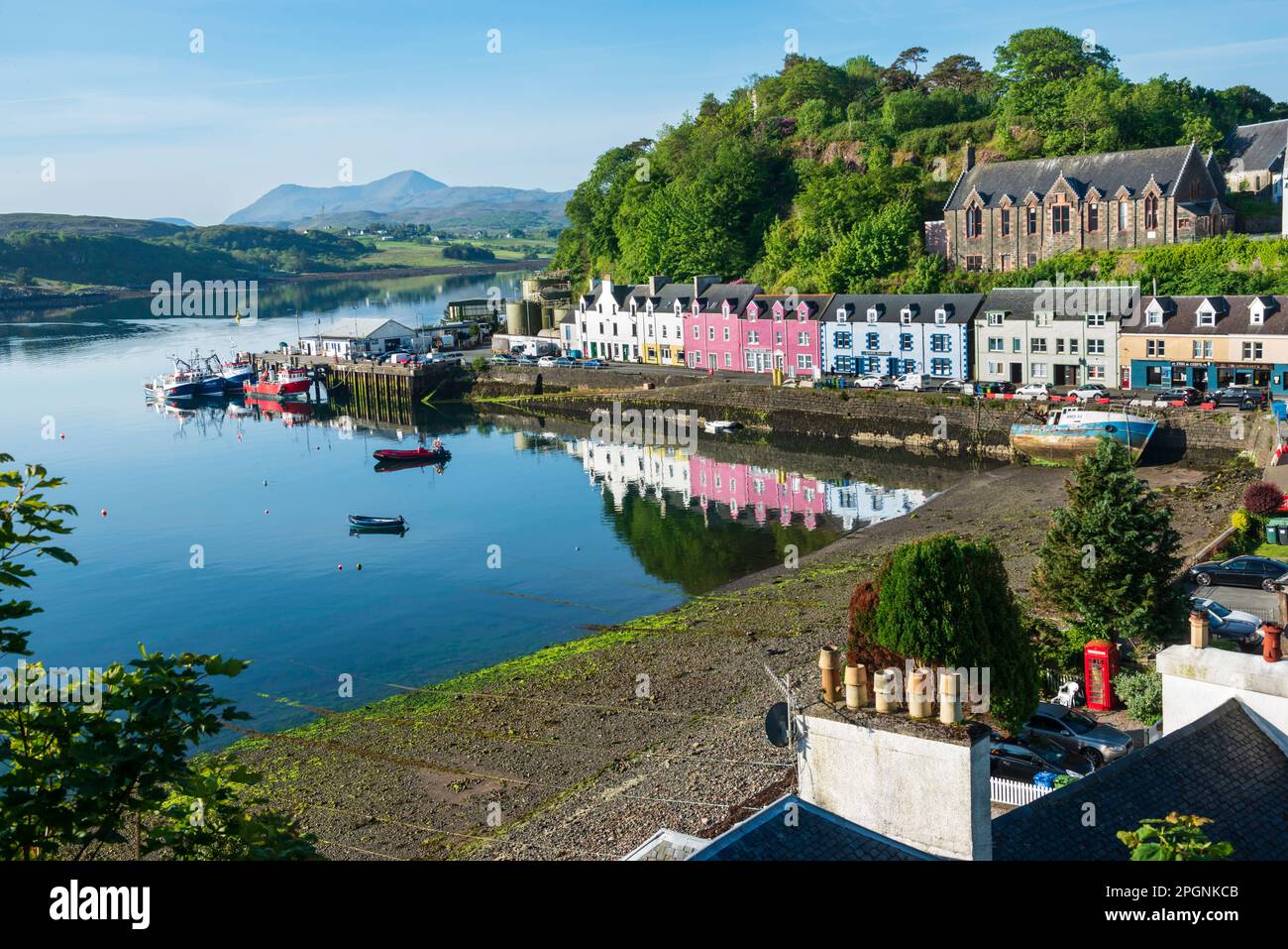 Portree Isle of Skye on a clear Summer Morning. Stock Photo