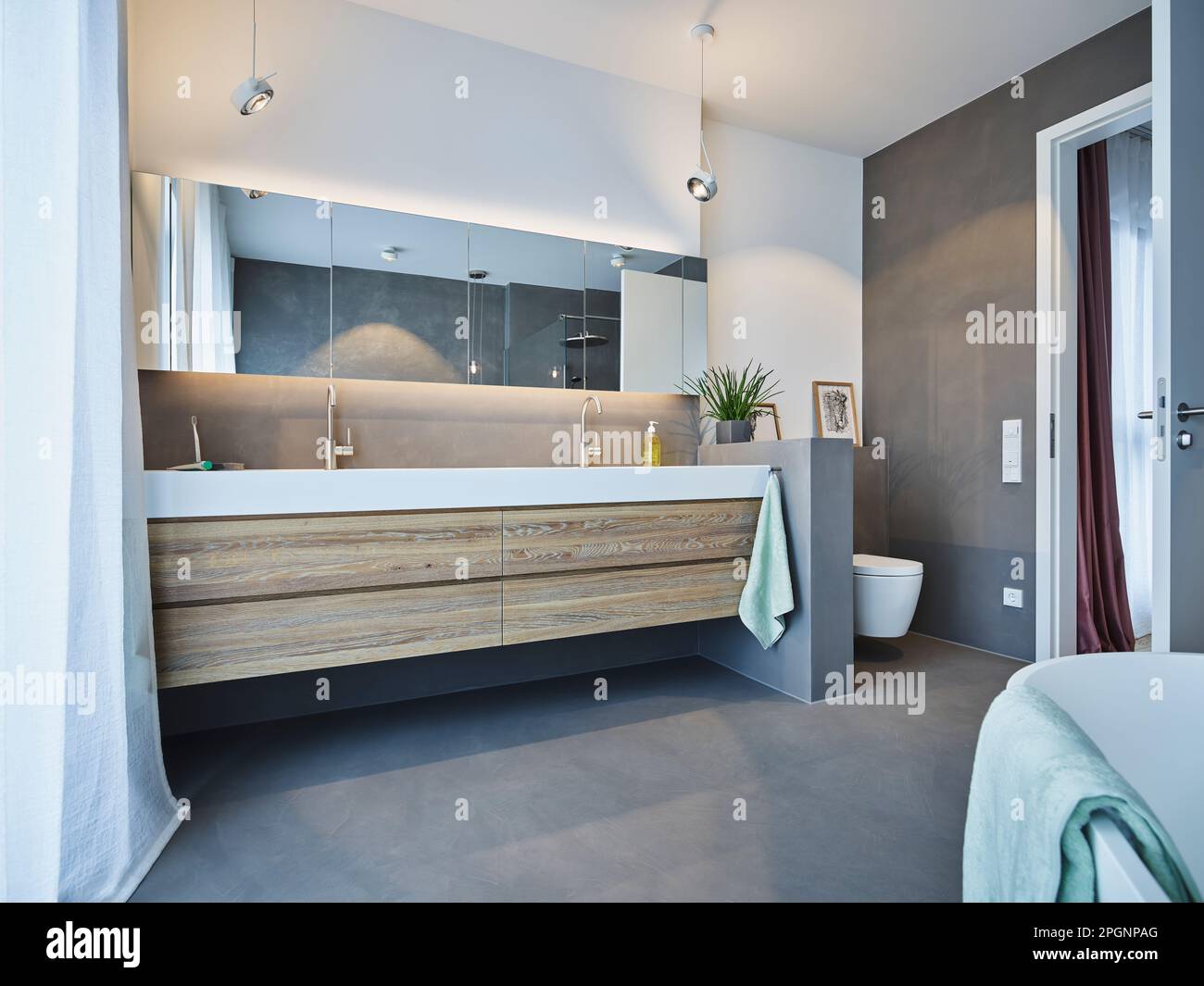 Bathroom set up in modern apartment Stock Photo Alamy