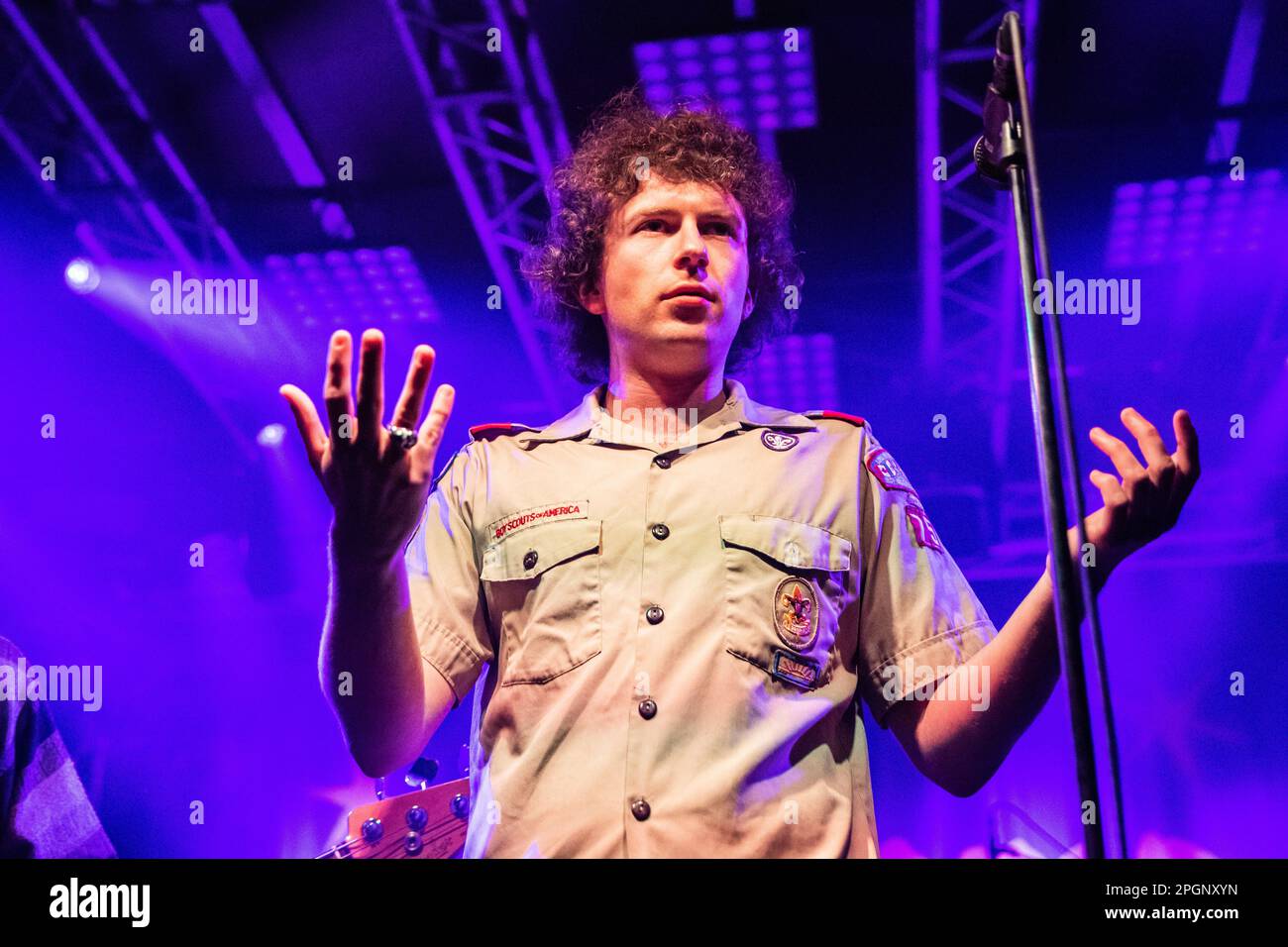 Segrate Italy. 23 March 2023. The English post-punk band SHAME performs live on stage at Circolo Magnolia during the 'UK+ EU Tour 2023'. Stock Photo