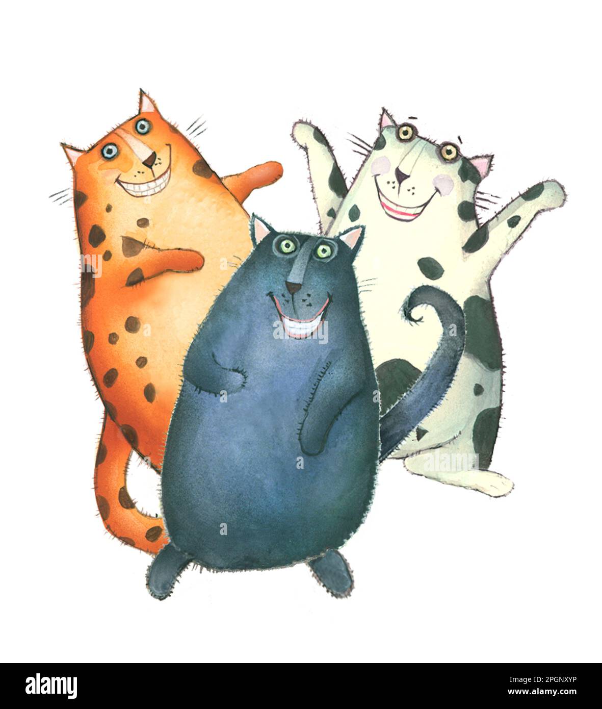 Animals-happy comic cats Stock Photo