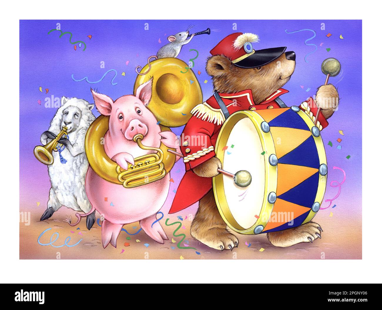 AnimalsPlaying instruments & marching in band celebrating & ma Stock Photo Alamy