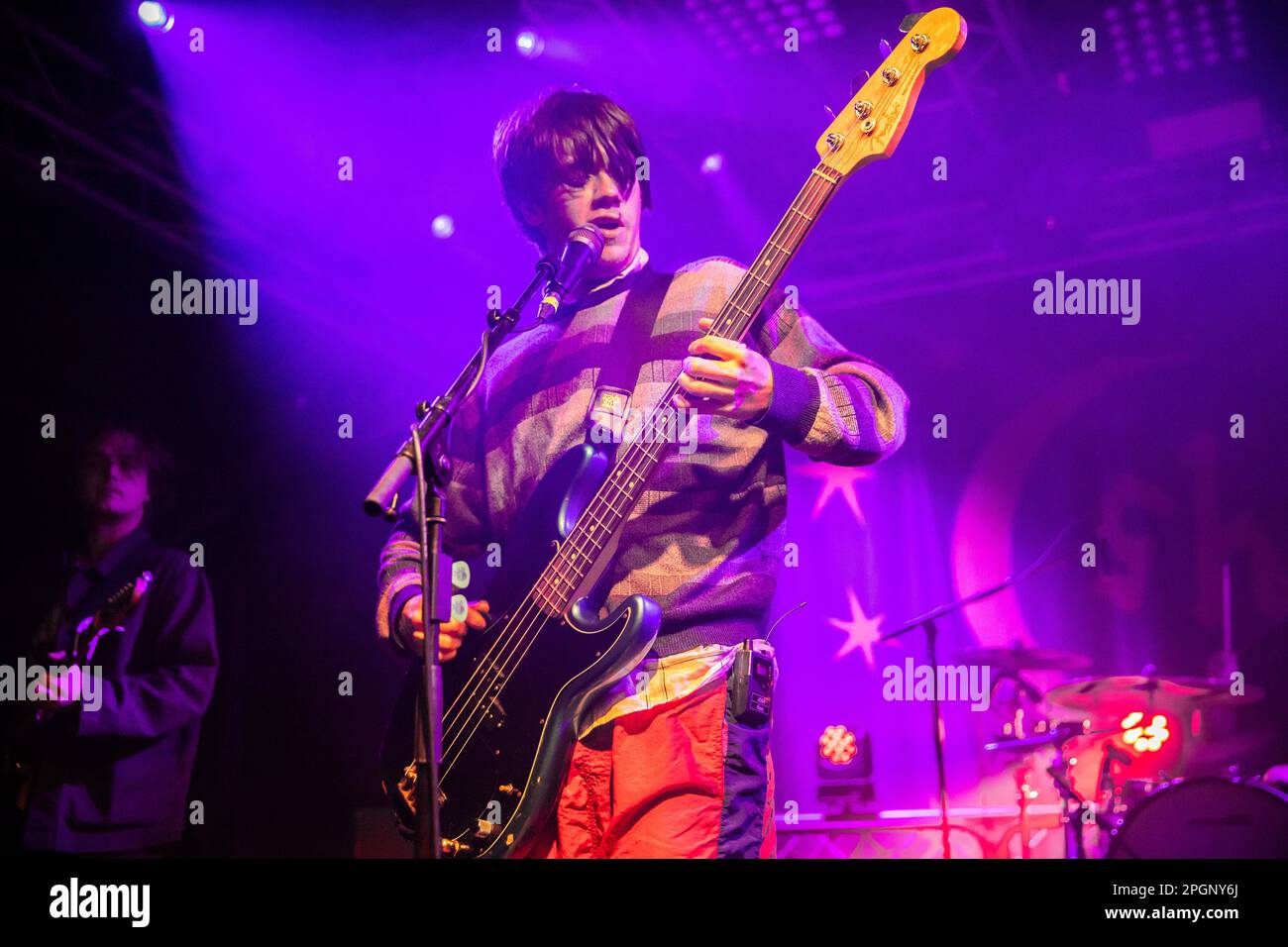 Segrate Italy. 23 March 2023. The English post-punk band SHAME performs live on stage at Circolo Magnolia during the 'UK+ EU Tour 2023'. Stock Photo