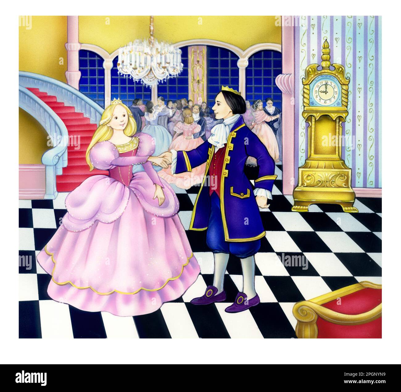 Children's story books-Cinderella with Prince Charming at ball Stock Photo