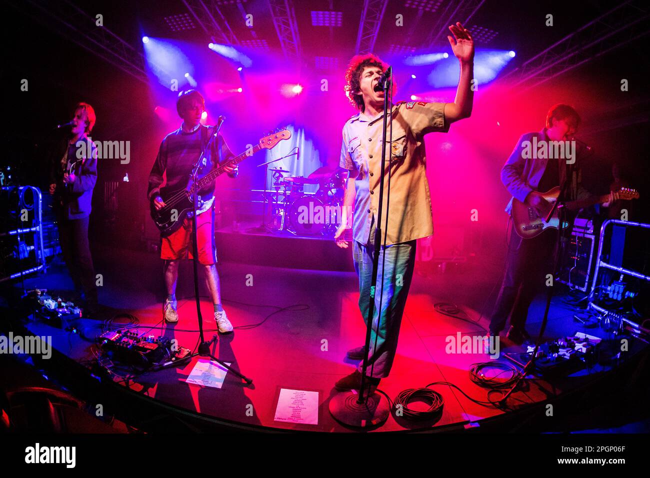 Segrate Italy. 23 March 2023. The English post-punk band SHAME performs live on stage at Circolo Magnolia during the 'UK+ EU Tour 2023'. Stock Photo