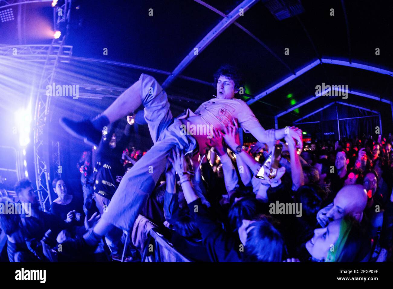 Segrate Italy. 23 March 2023. The English post-punk band SHAME performs live on stage at Circolo Magnolia during the 'UK+ EU Tour 2023'. Stock Photo