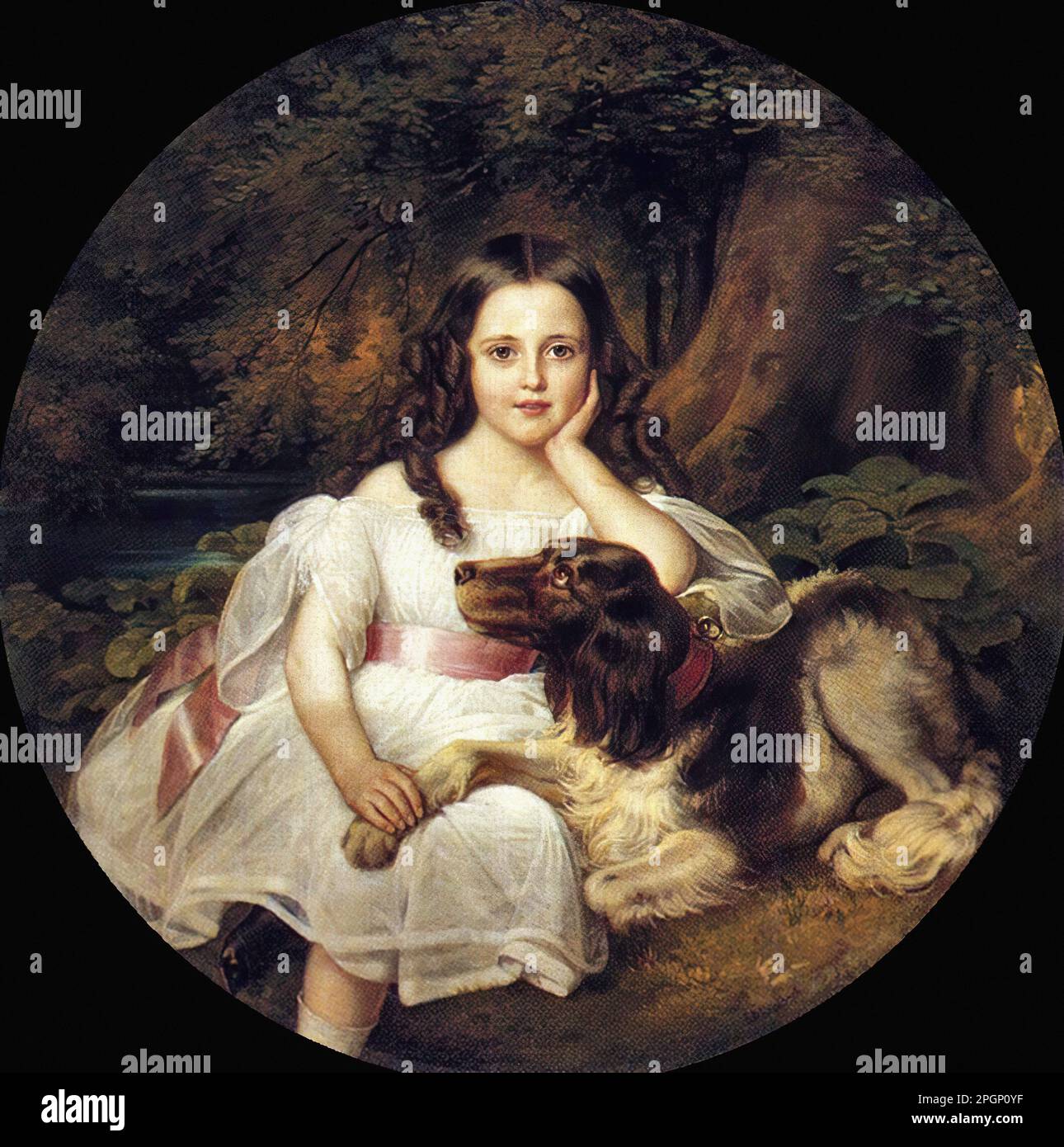 Kaulbach Friedrich August Von Young Girl Resting In A Landscape With 