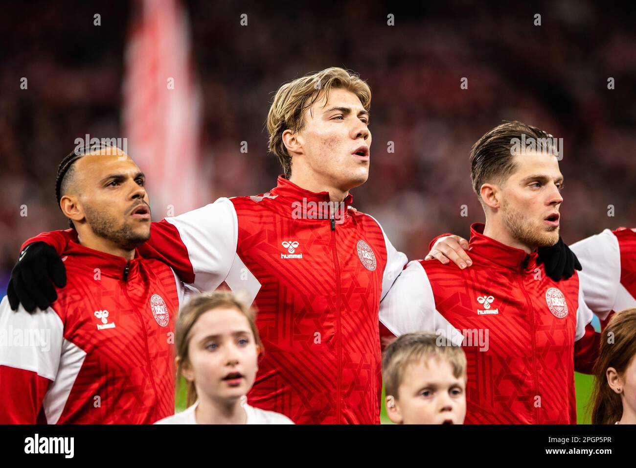 Copenhagen, Denmark. 23rd Mar, 2023. Rasmus Hojlund of Denmark seen