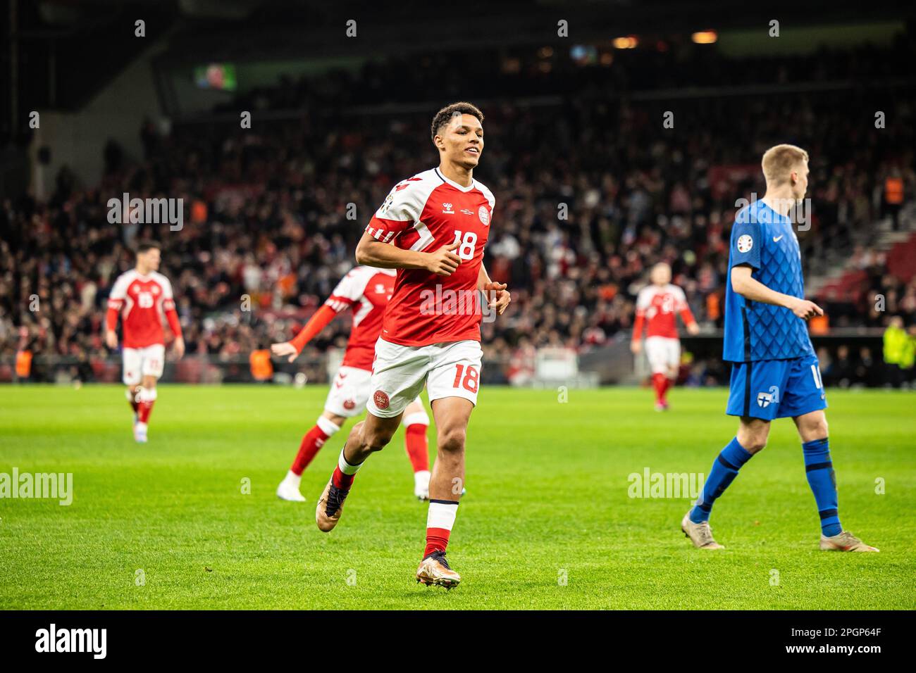 Copenhagen, Denmark. 23rd Mar, 2023. Alexander Bah (18) of Denmark seen
