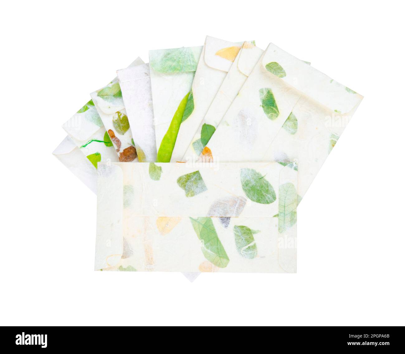 Envelopes made from mulberry paper isolated on white background, Save clipping path. Stock Photo