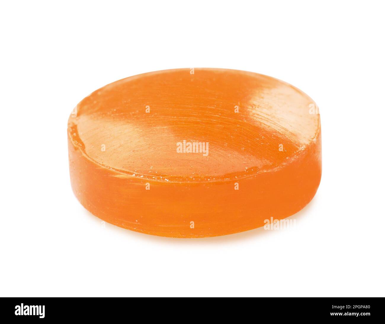 One orange cough drop isolated on white Stock Photo Alamy