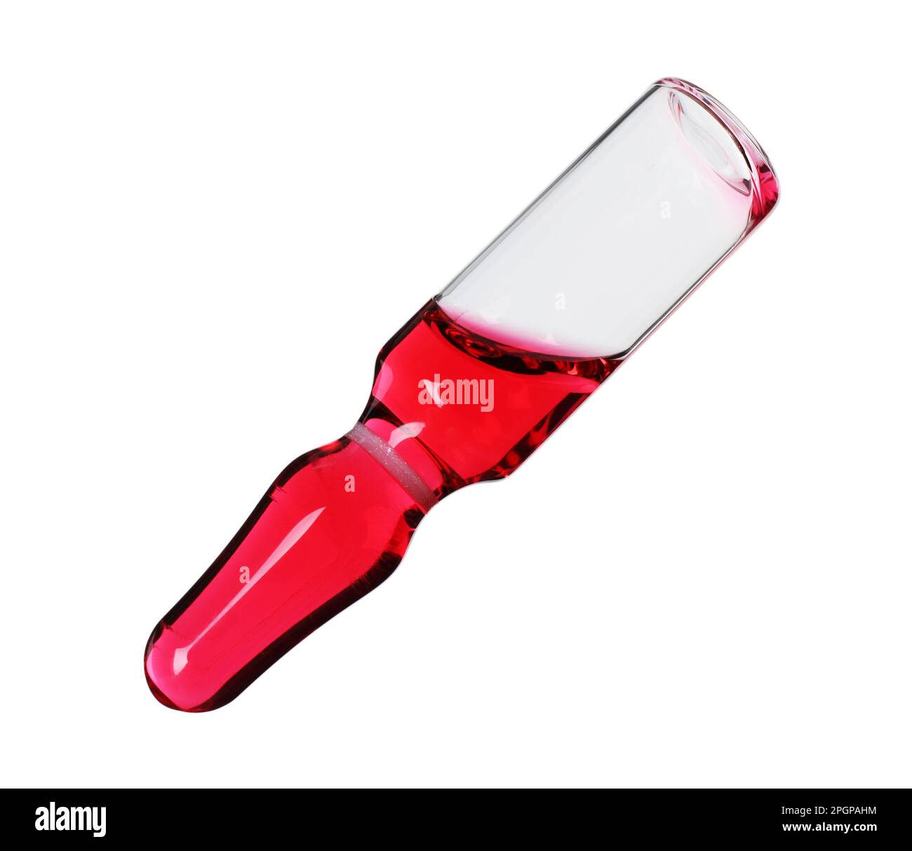 Glass ampoule with pharmaceutical product on white background Stock Photo