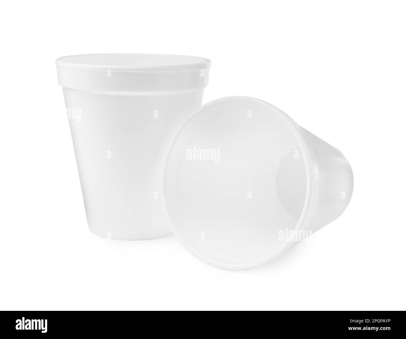 Two clean styrofoam cups on white background Stock Photo Alamy