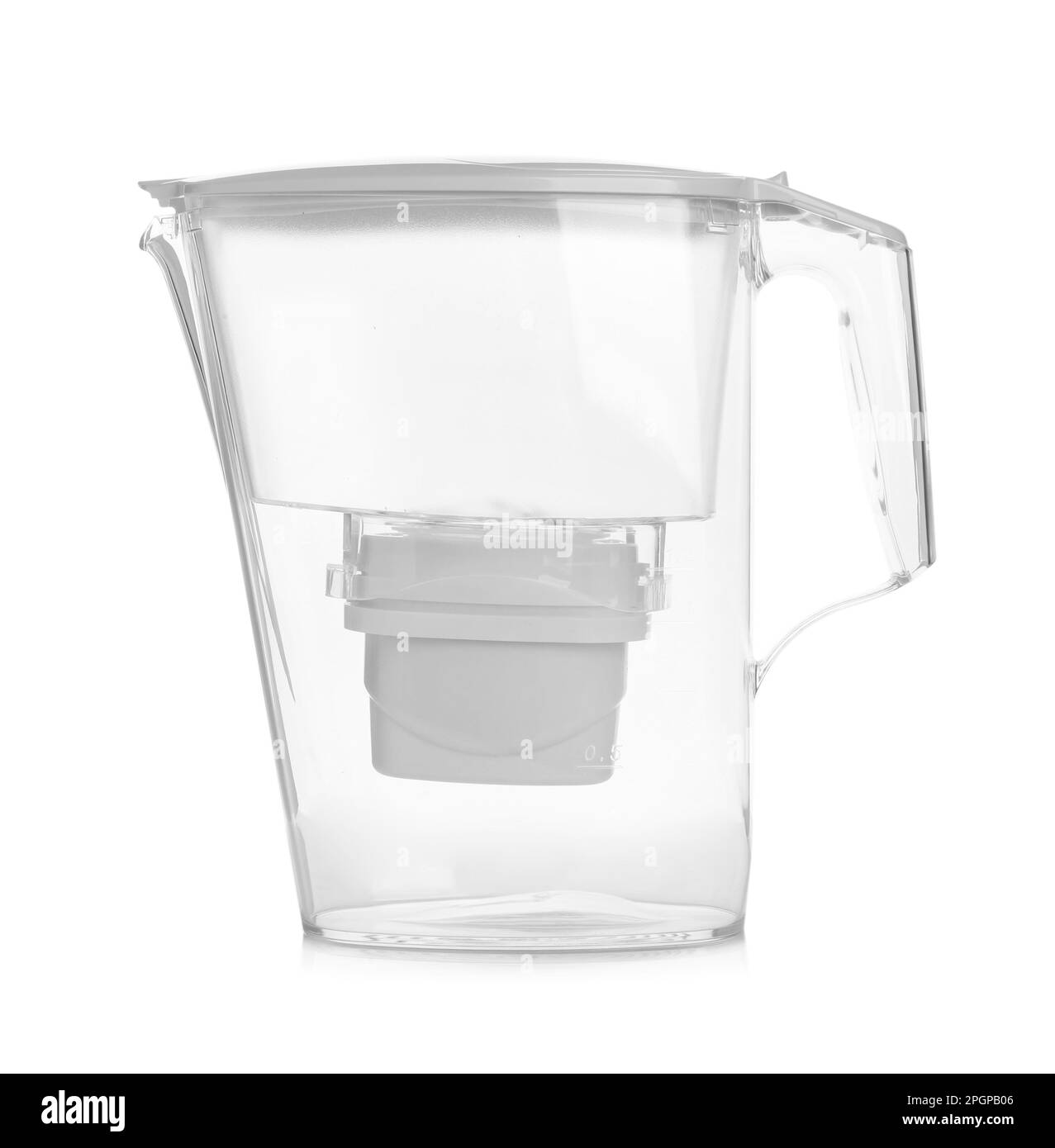 Empty water filter jug isolated on white Stock Photo Alamy