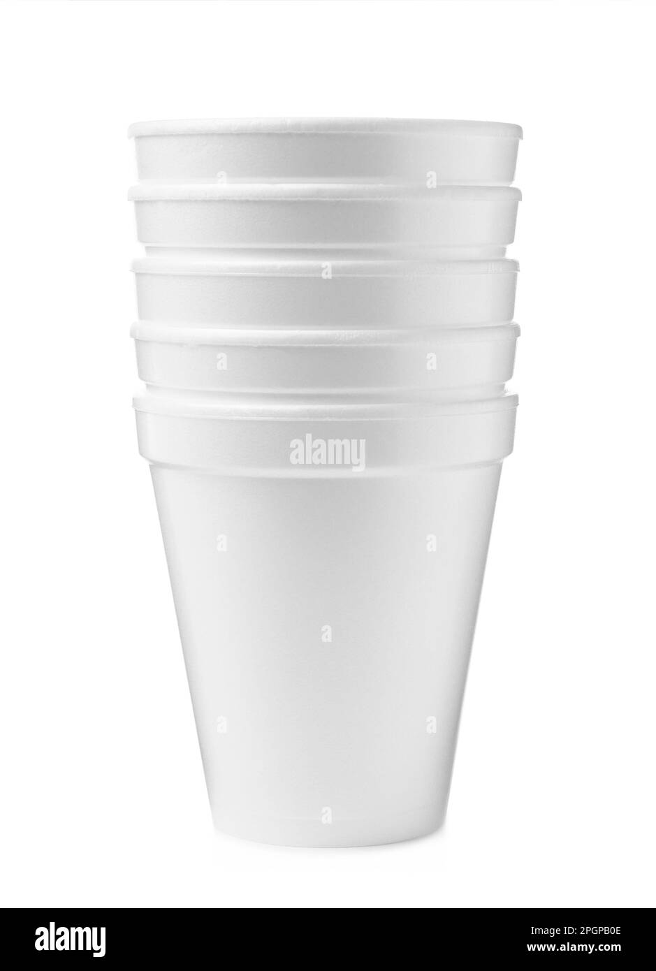 Stack of styrofoam cups on white background Stock Photo Alamy