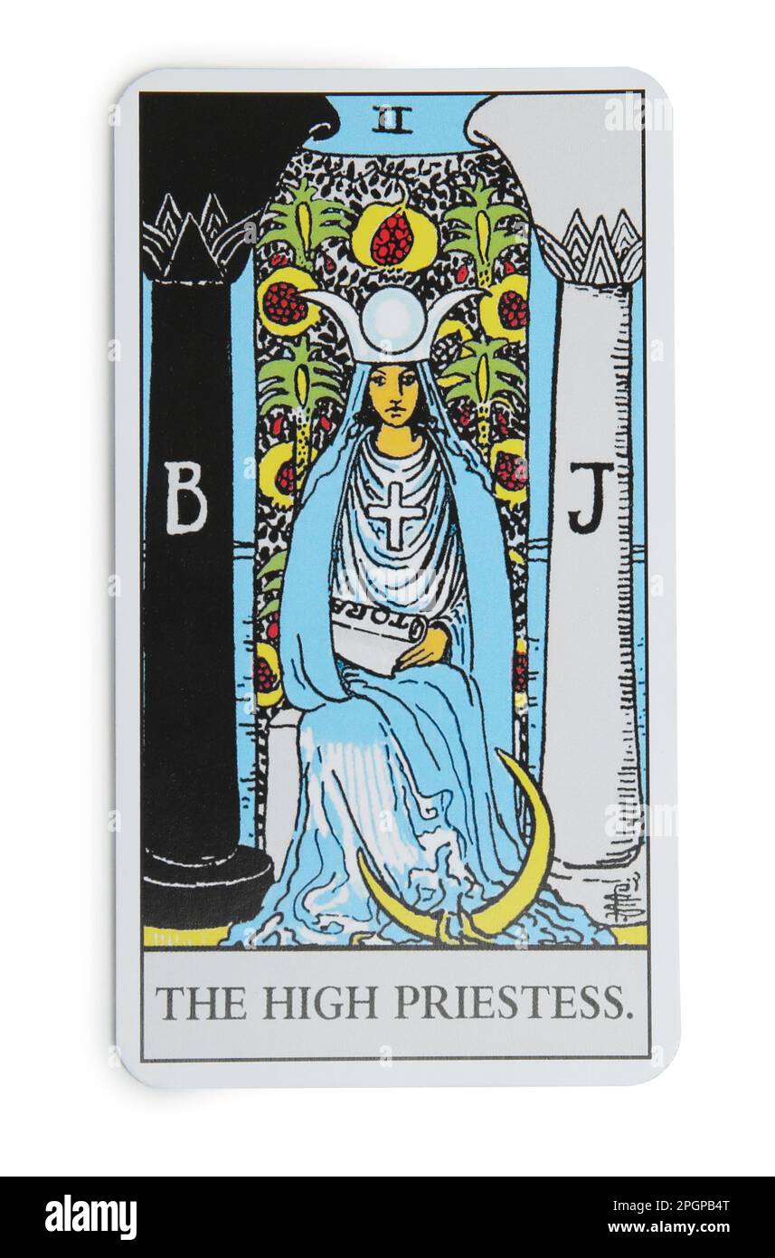 The High Priestess isolated on white. Tarot card Stock Photo