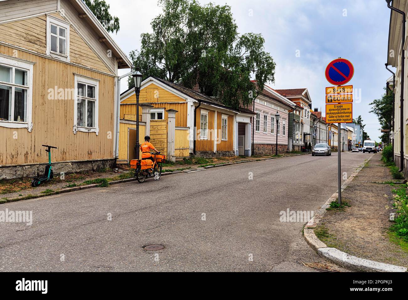 Traditional wooden houses in the old town of Neristan, Kokkola, Central