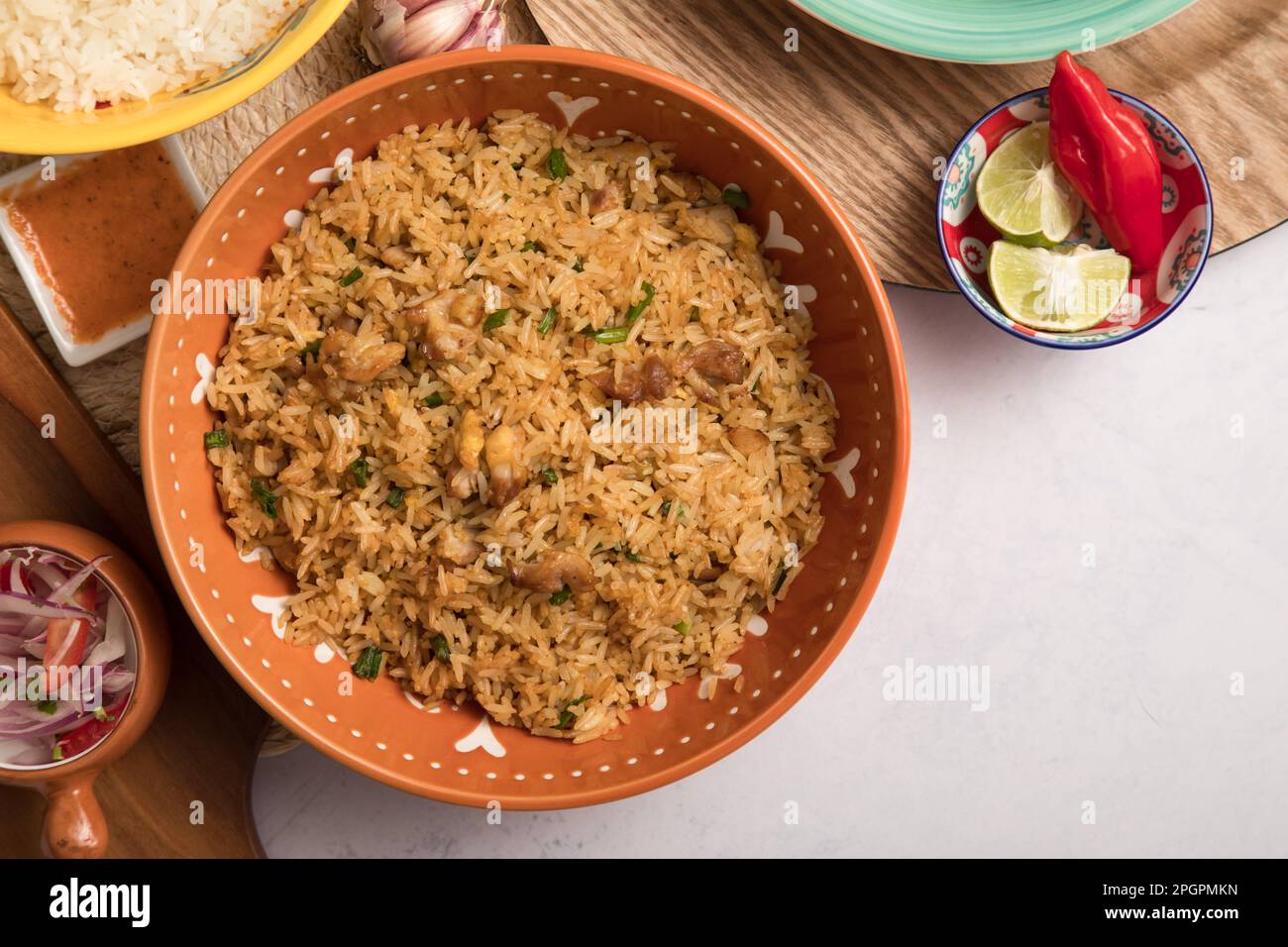 Fried rice Peruvian food buffet table Assorted dishes gourmet cuisine ...