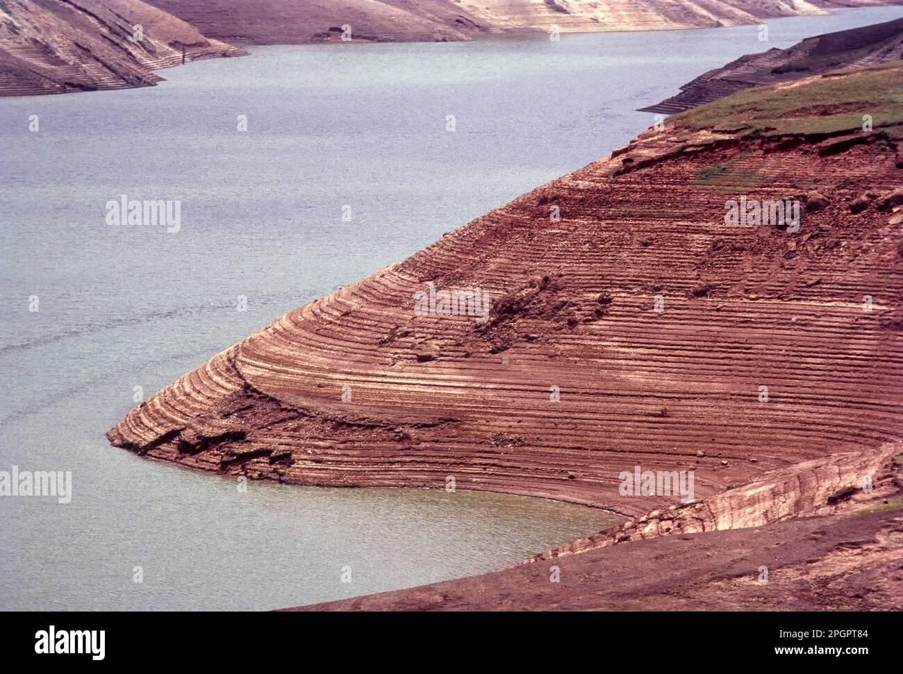 Sand erosion in Mattupetty Dam near Munnar, Kerala, India, Asia Stock
