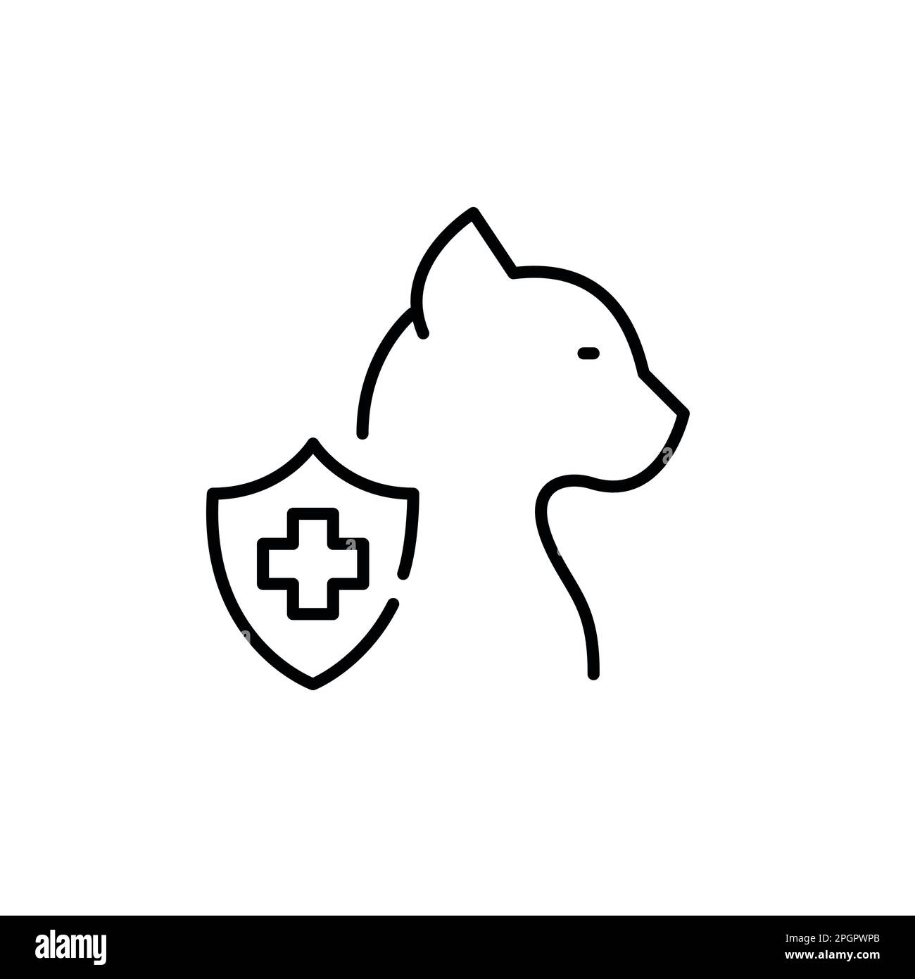 Cat healthcare medical insurance. Veterinary clinic. Pixel perfect, editable stroke icon Stock Vector