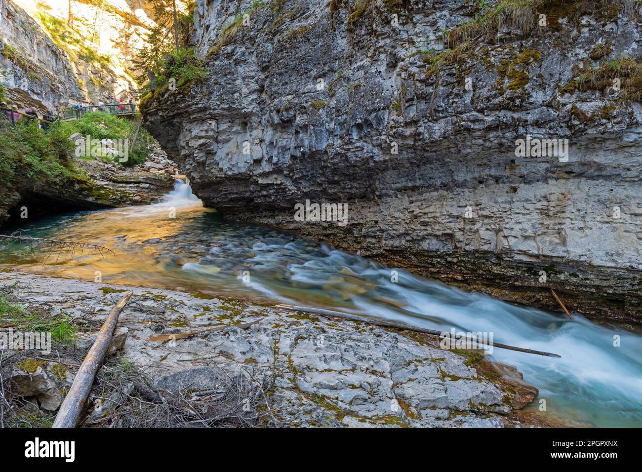 Johnston Canyon with long exposure of Bow River near Lower Falls, Banff national park, Alberta, Canada. Stock Photo