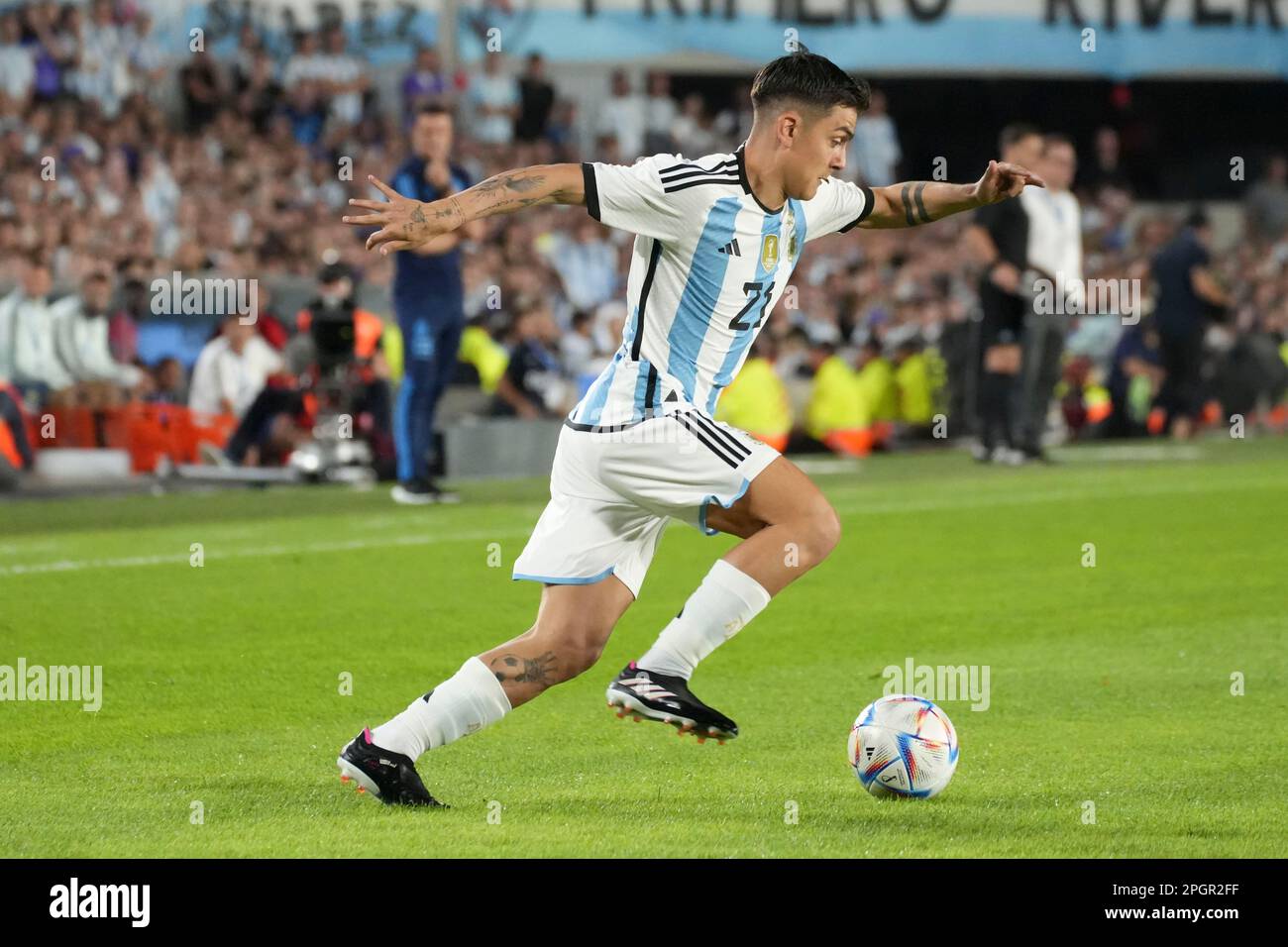 March 23, 2023, City of Buenos Aires, City of Buenos Aires, Argentina: INT. SPORTS.- PAULO DYBALA of Argentina team during the friendly soccer match against Panama, in Buenos Aires, Argentina, March 23, 2023 (Credit Image: © Julieta Ferrario/ZUMA Press Wire) EDITORIAL USAGE ONLY! Not for Commercial USAGE! Stock Photo