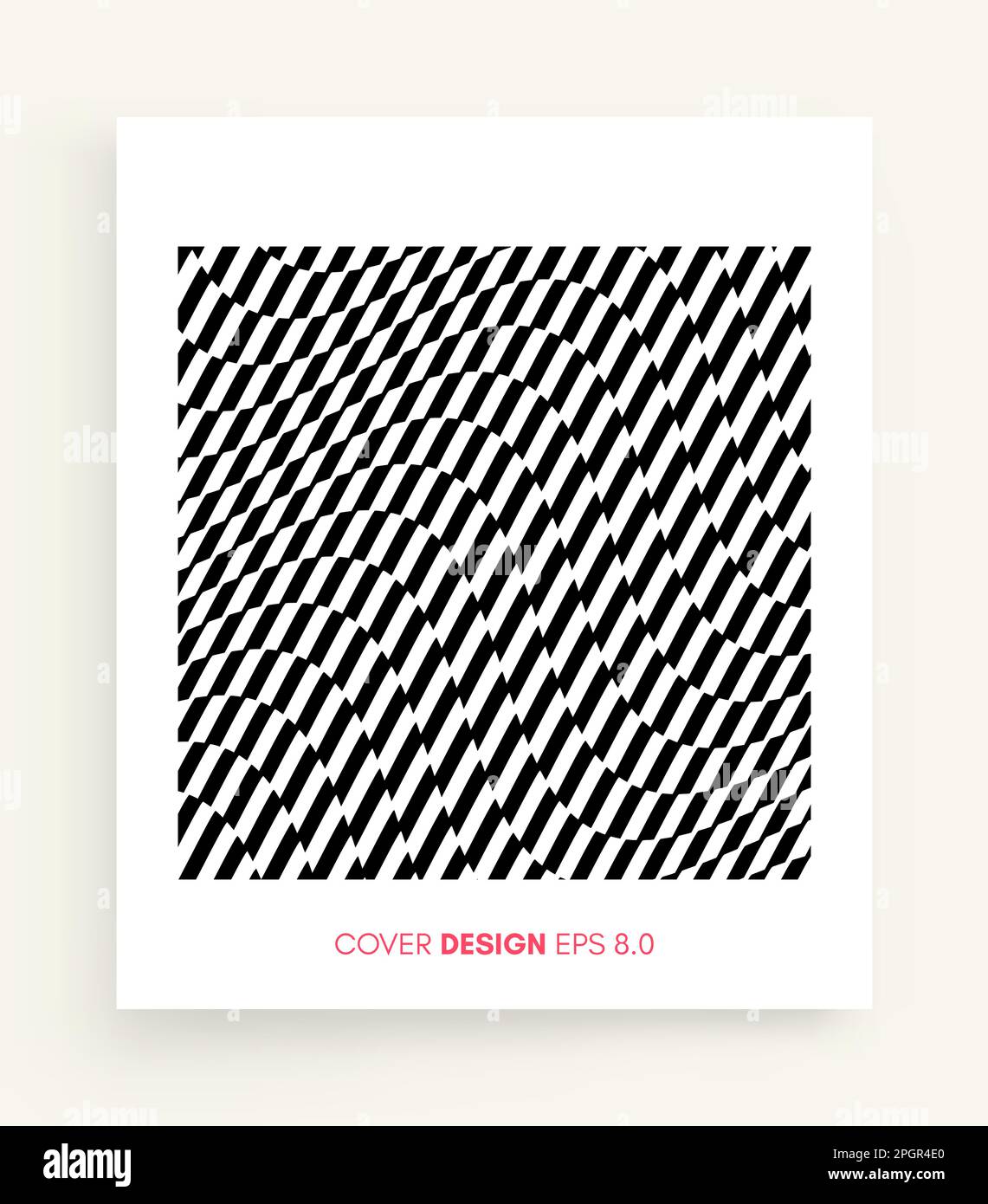Cover design template. Black and white design. Pattern with optical illusion. Abstract 3D