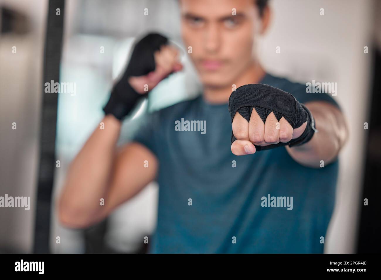 Man, hands and fists for boxing fitness, fight or strength training exercise,  workout or martial arts at gym. Fist of male boxer or fighter ready for  Stock Photo - Alamy