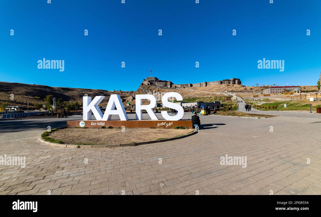 Kars, Turkey October 25, 2022 Castle of Kars (Turkish Kars Kalesi