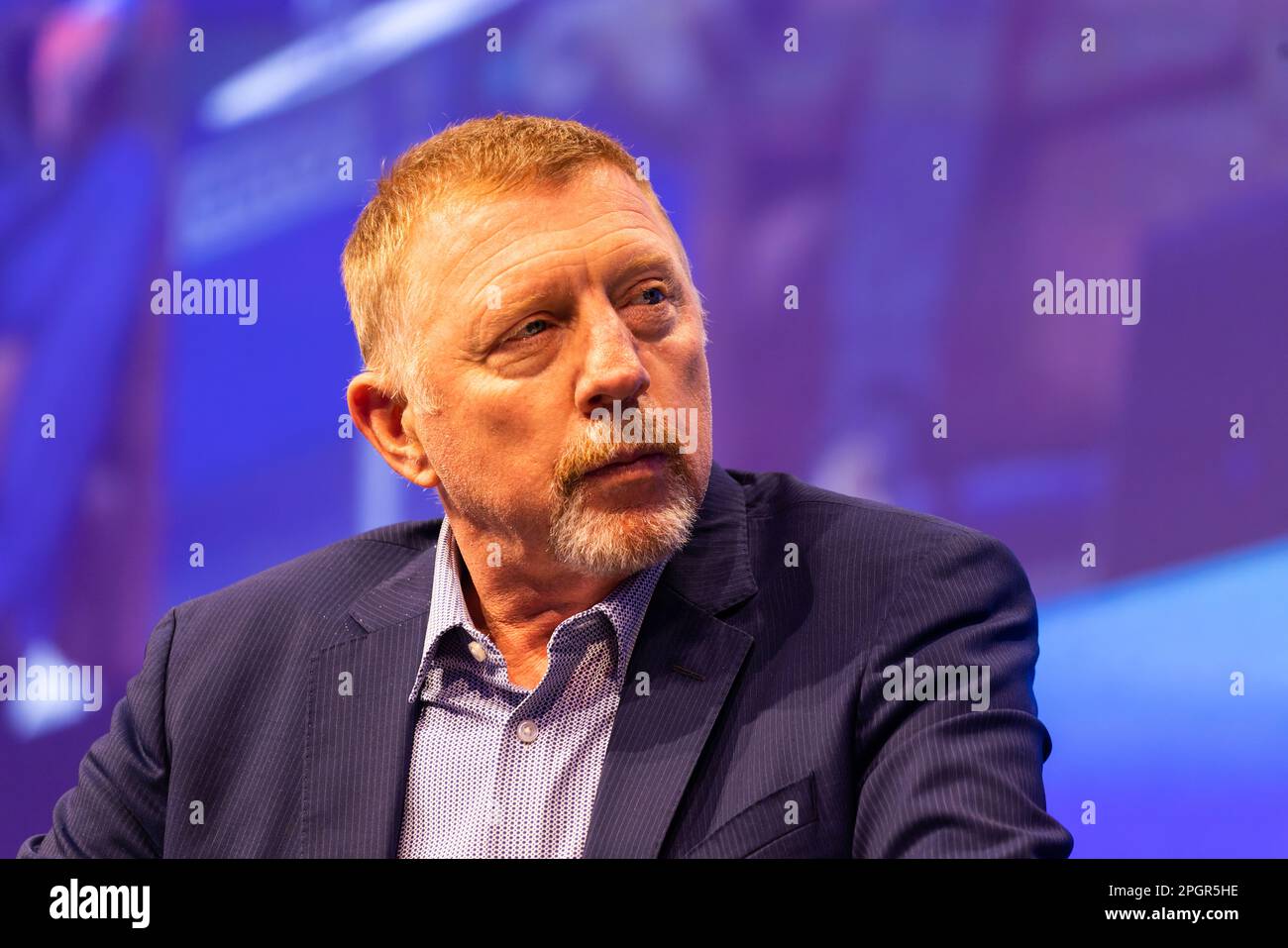 Rust, Germany. 23rd Mar, 2023. Boris Becker sits and speaks on stage at