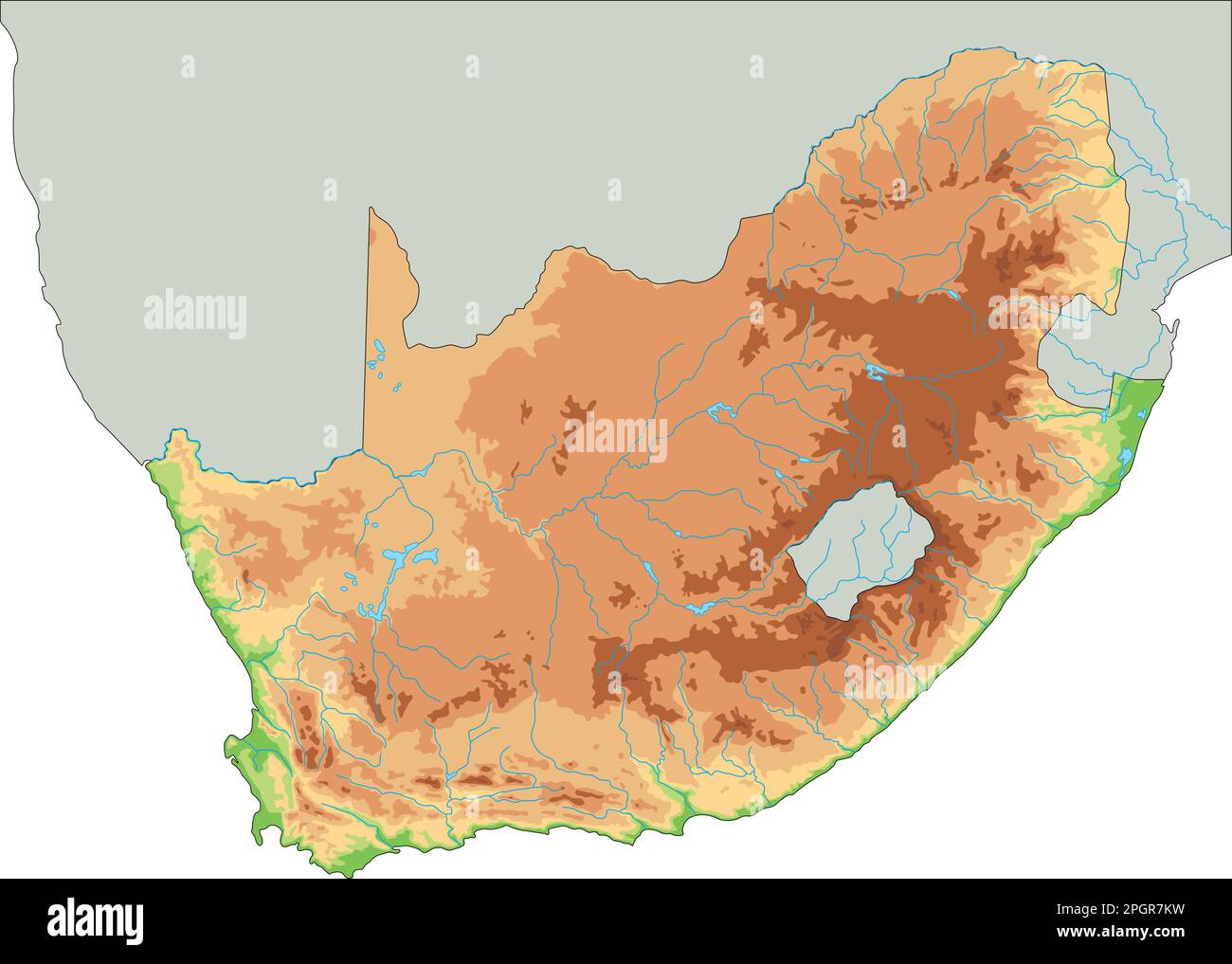 High detailed South Africa physical map Stock Vector Image & Art Alamy